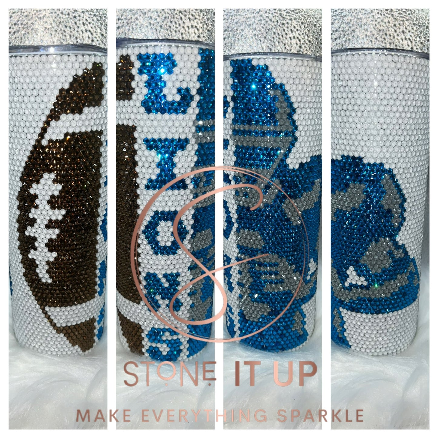 20oz Football Team Blinged Out Tumbler