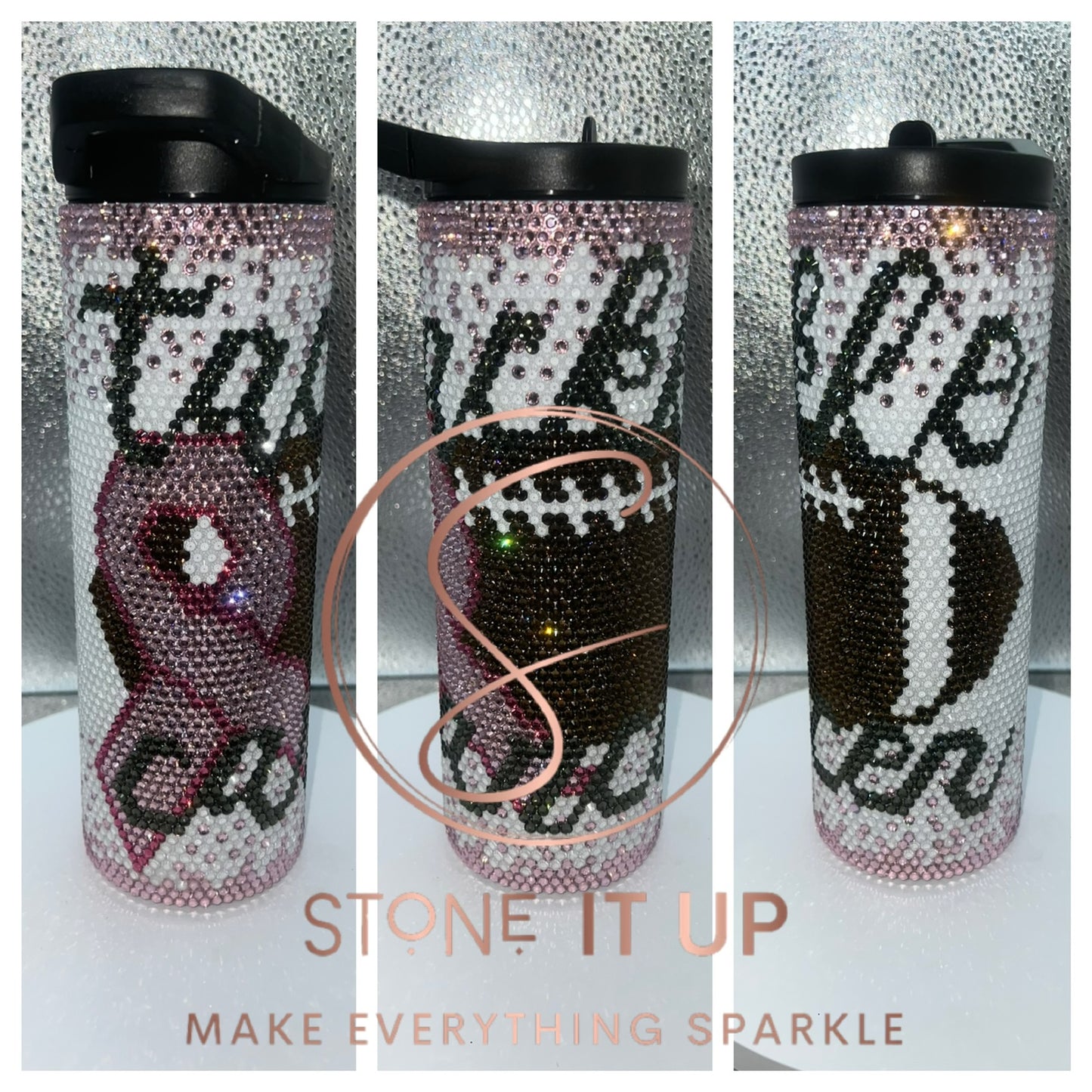 20oz Tackle Cancer Blinged Out Tumbler