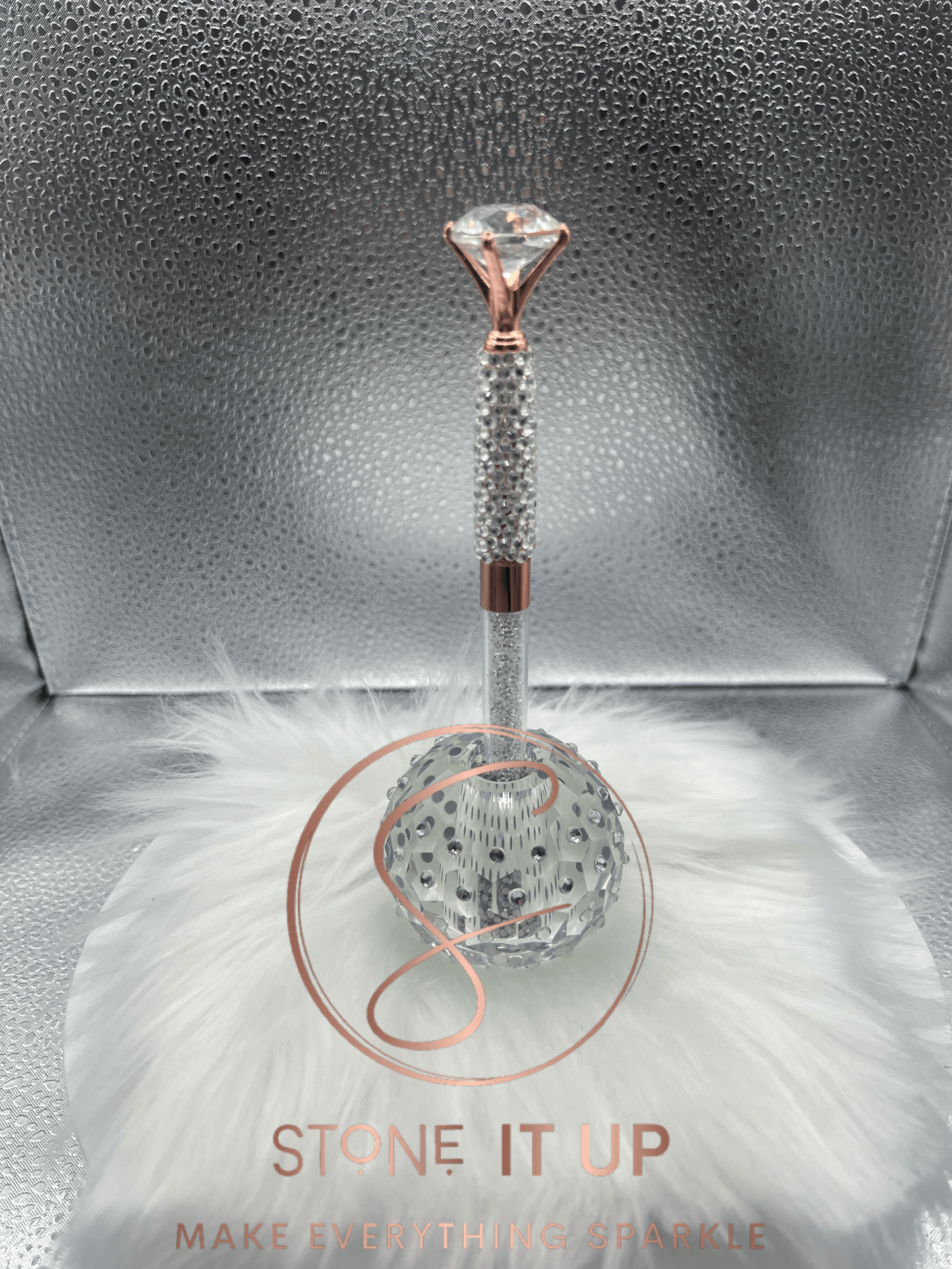 Crystal Blinged Out Diamond Top Pen in Rose Gold