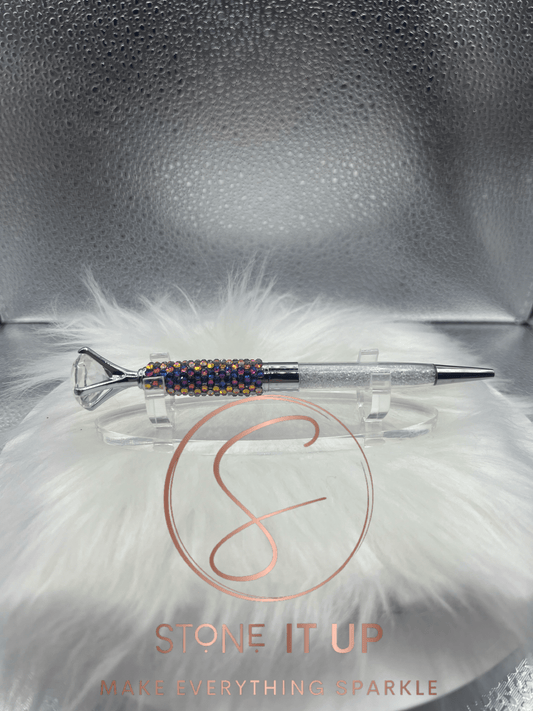 Blue Flame Diamond Top Blinged Out Pen