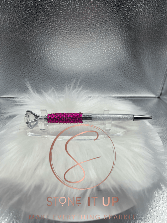 Peach Red Diamond Top Blinged Out Pen