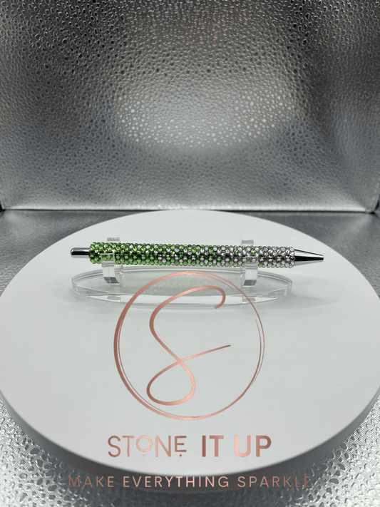 Clear Crystal and Peridot Ombre Blinged Out Gel Pen