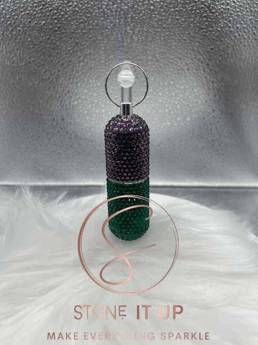 Emerald and Tanzanite Purple Lip Balm Holder Keychain