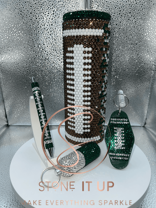 Go Green! Blinged Out Tumbler with Gel Pen and Retro Keychain