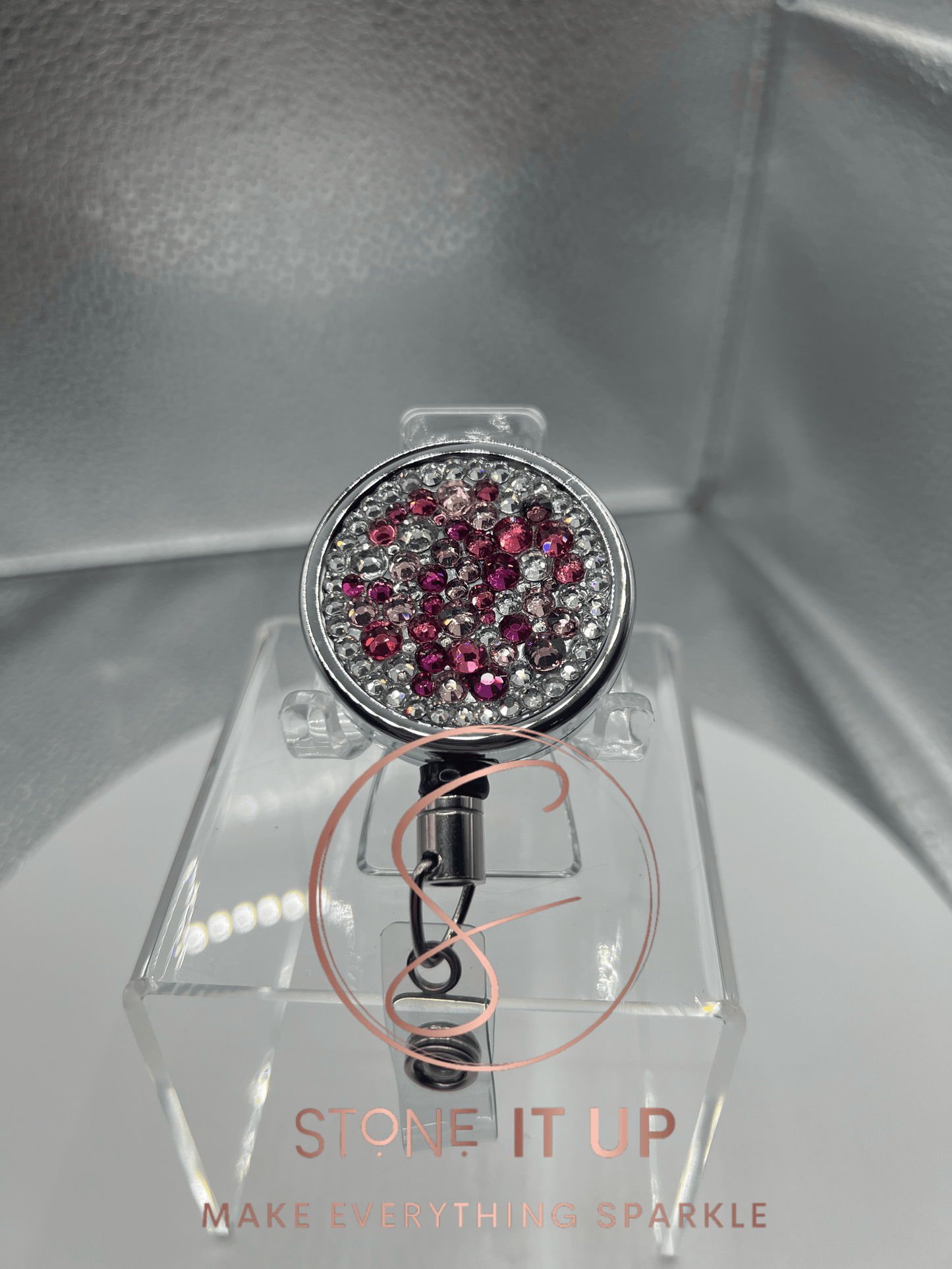 Pretty in Pink Blinged Out Heavy Duty ID Badge Reel