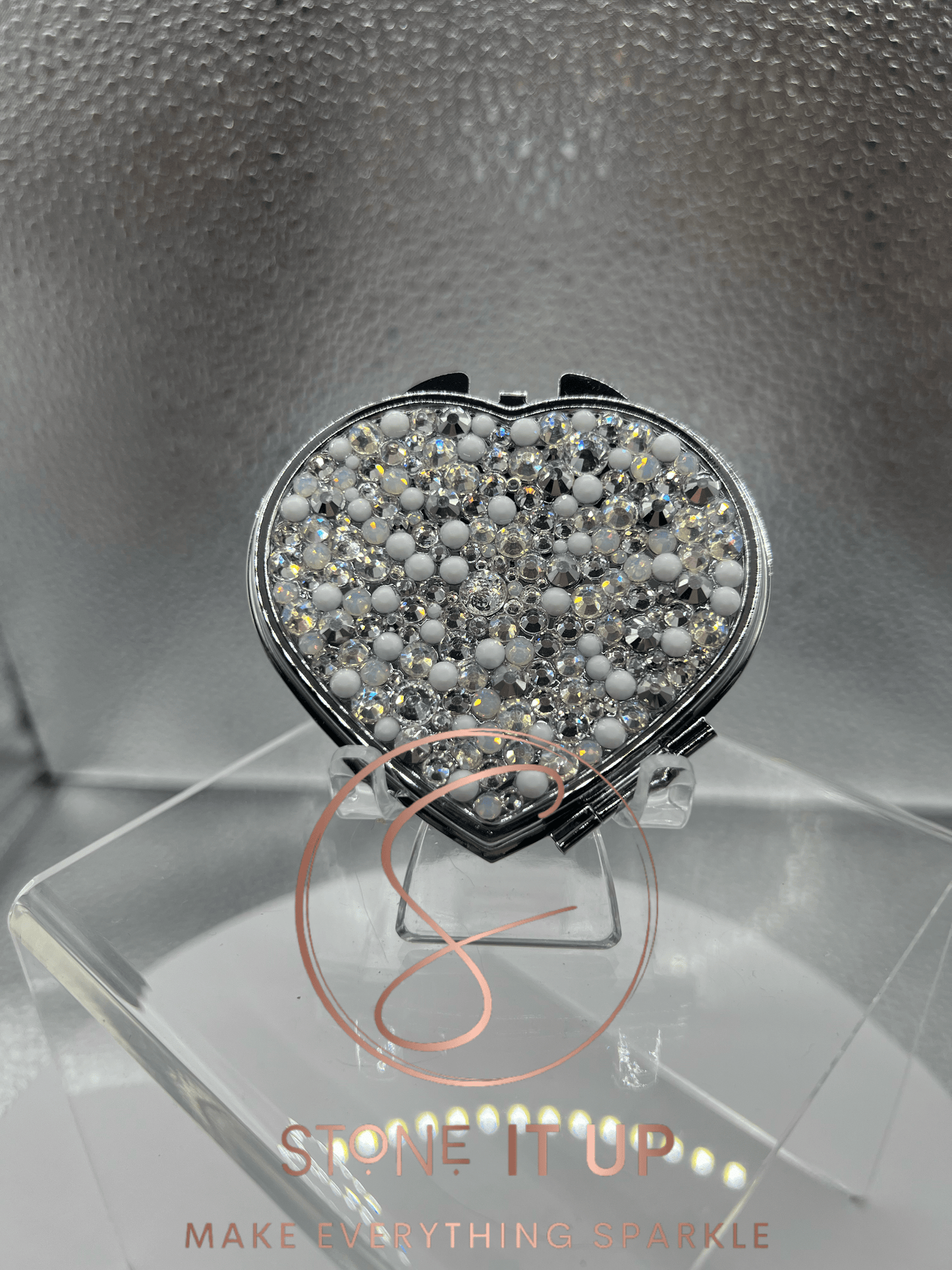 Marry Me Marilyn Blinged Out Heart Shaped Compact Mirror