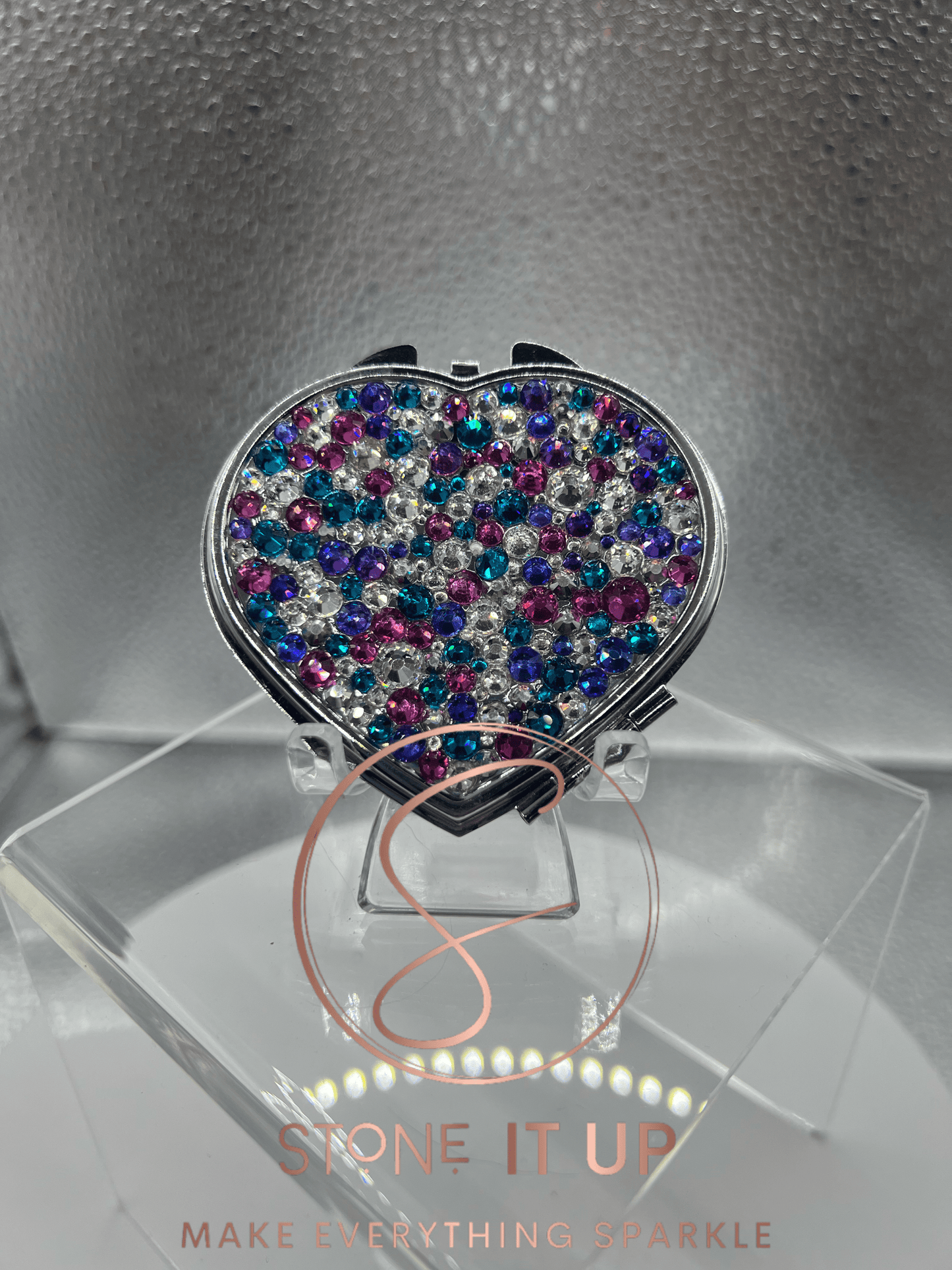 Moving Mountains Miley Blinged Out Heart Shaped Compact Mirror