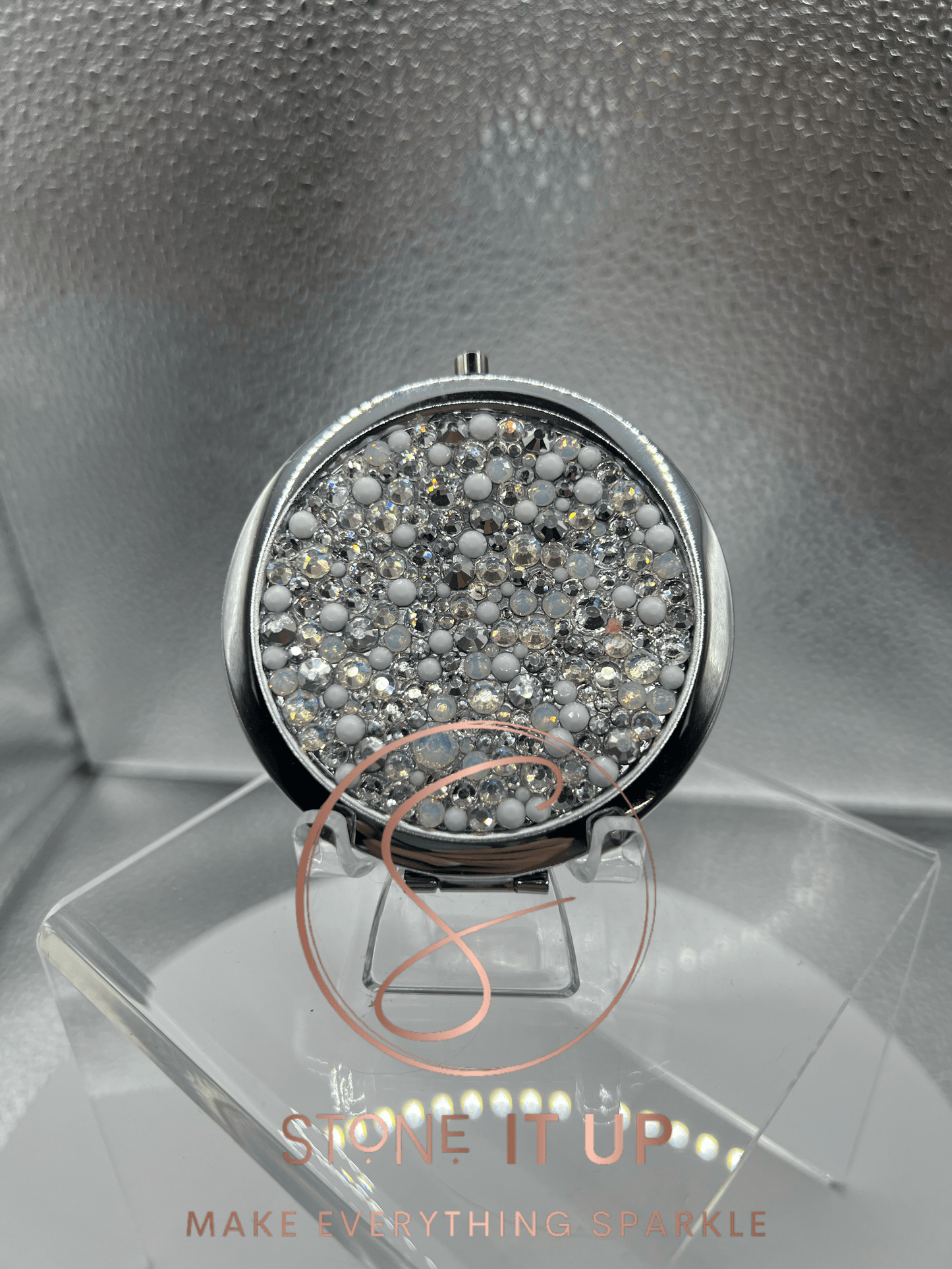 Marry Me Marilyn Blinged Out Round Shaped Compact Mirror