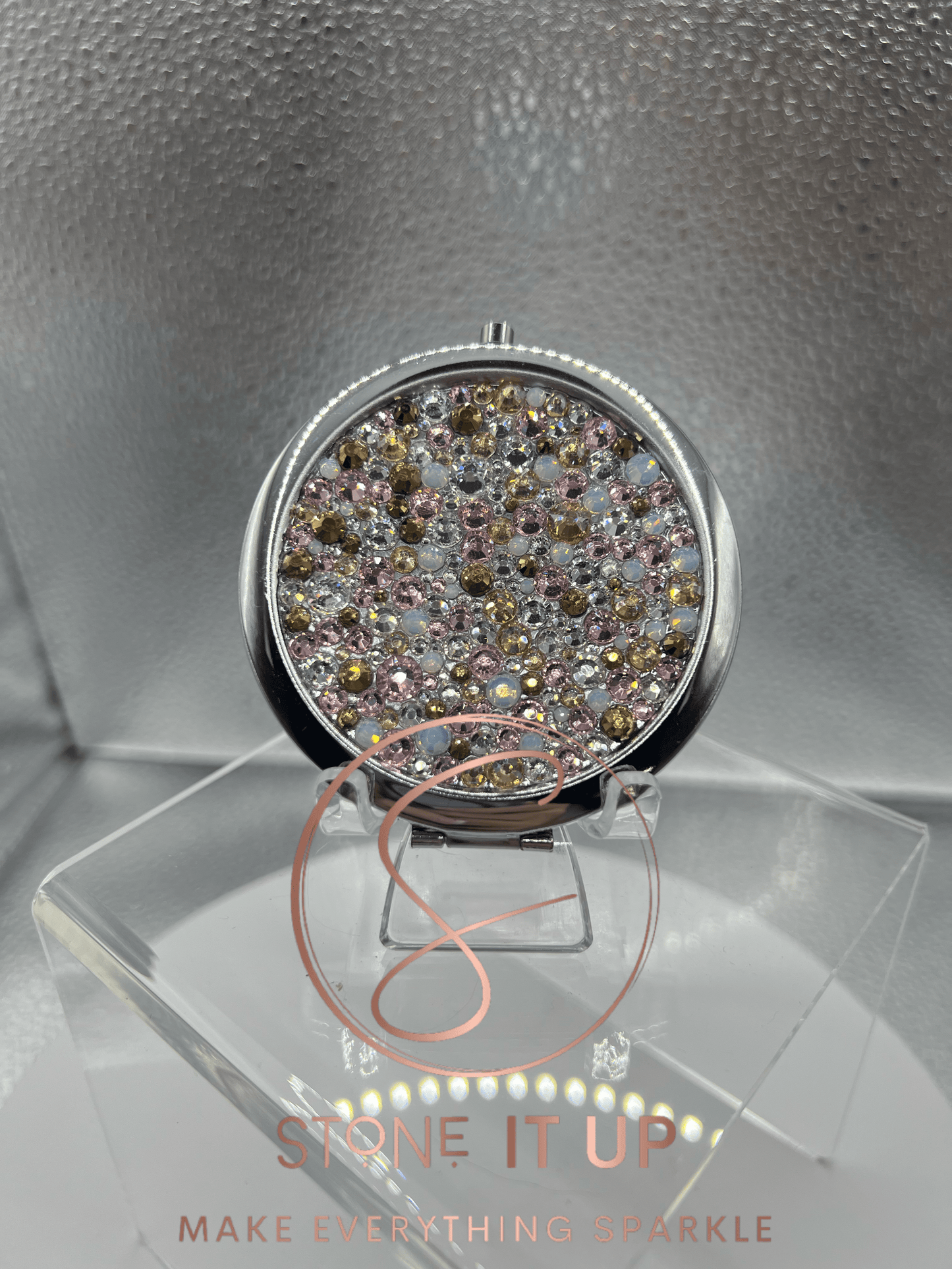 If You Know You Know Blinged Out Round Shaped Compact Mirror
