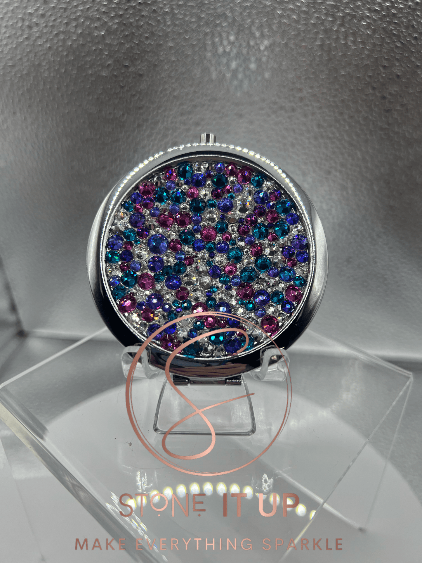 Moving Mountains Miley Blinged Out Round Shaped Compact Mirror