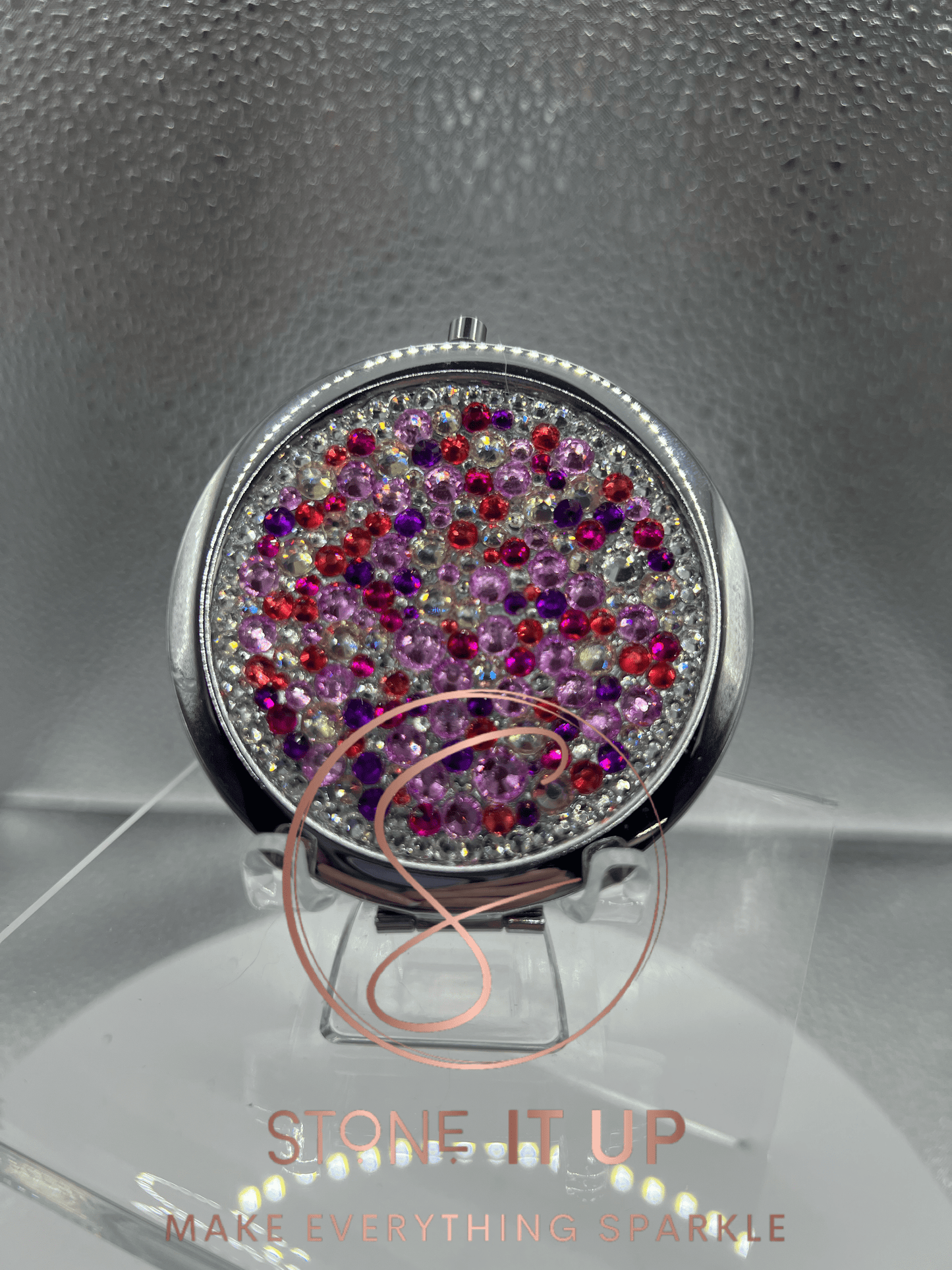 Heartthrob Heidi Blinged Out Round Shaped Compact Mirror