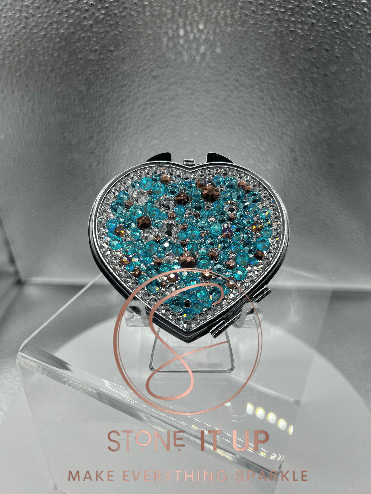 Blinded by Blake Blinged Out Heart Shaped Compact Mirror