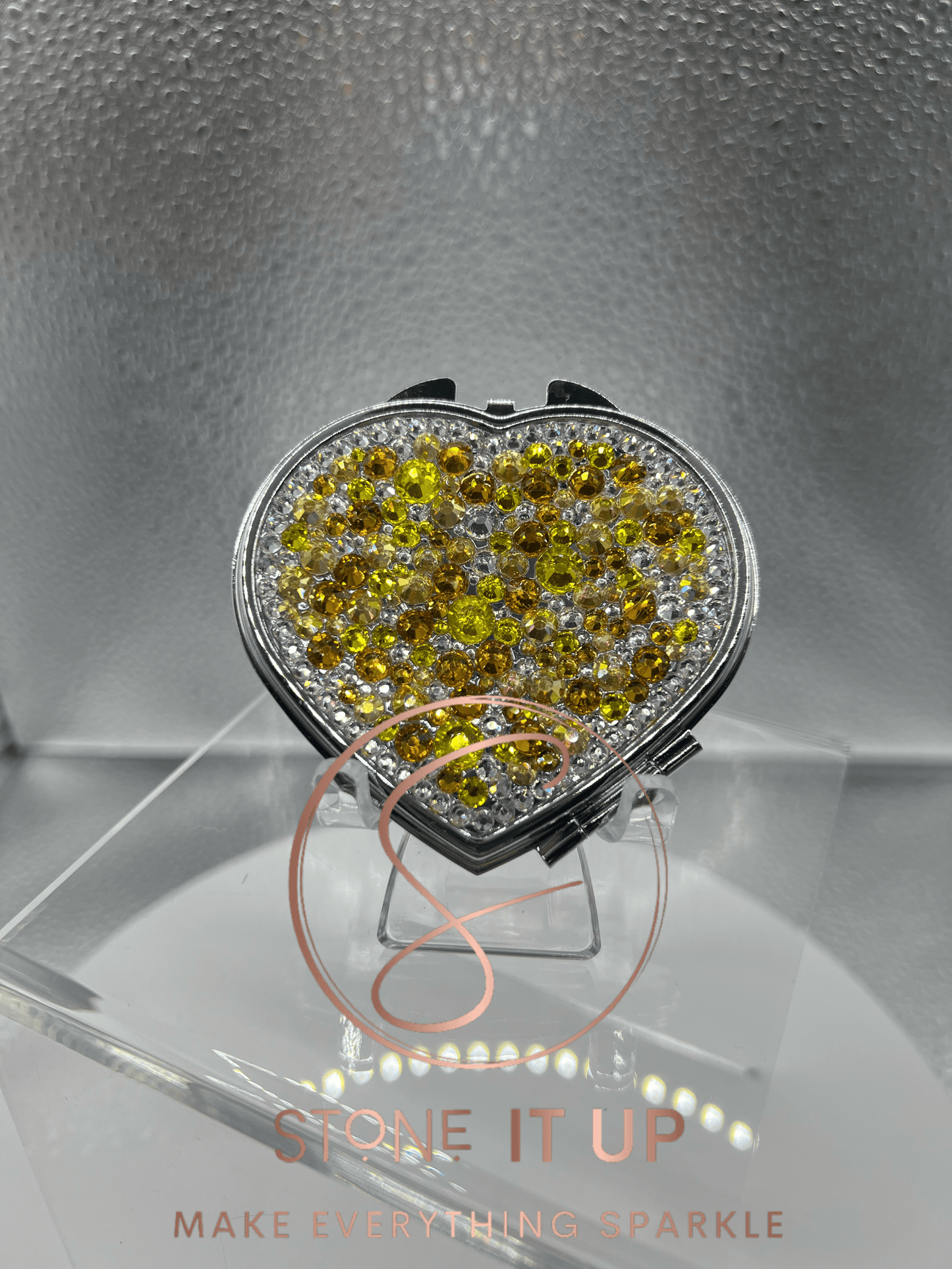 Soaking Up Sun Sophie Blinged Out Heart Shaped Compact Mirror