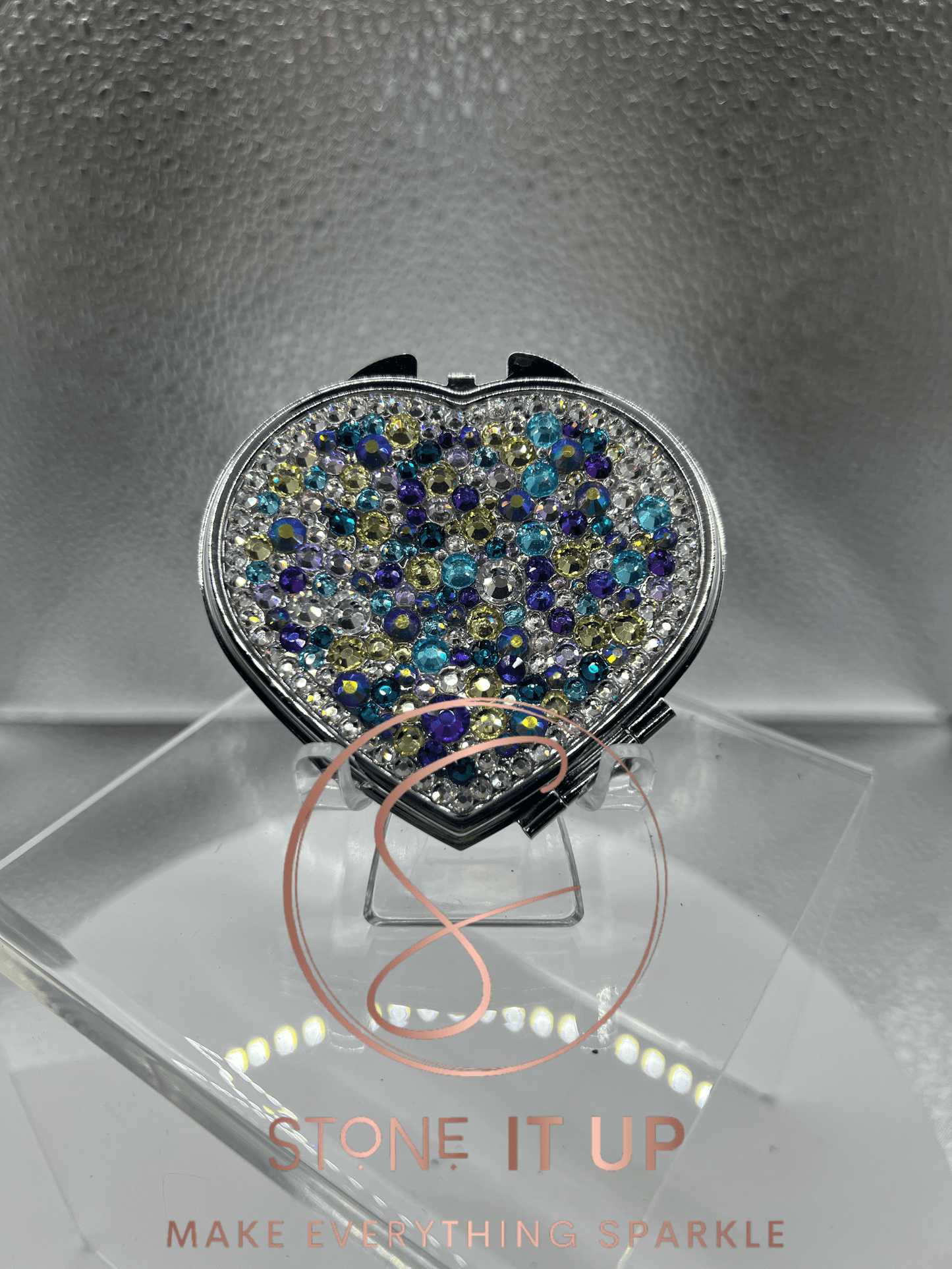 A Little Bit of Alexis Blinged Out Heart Shaped Compact Mirror