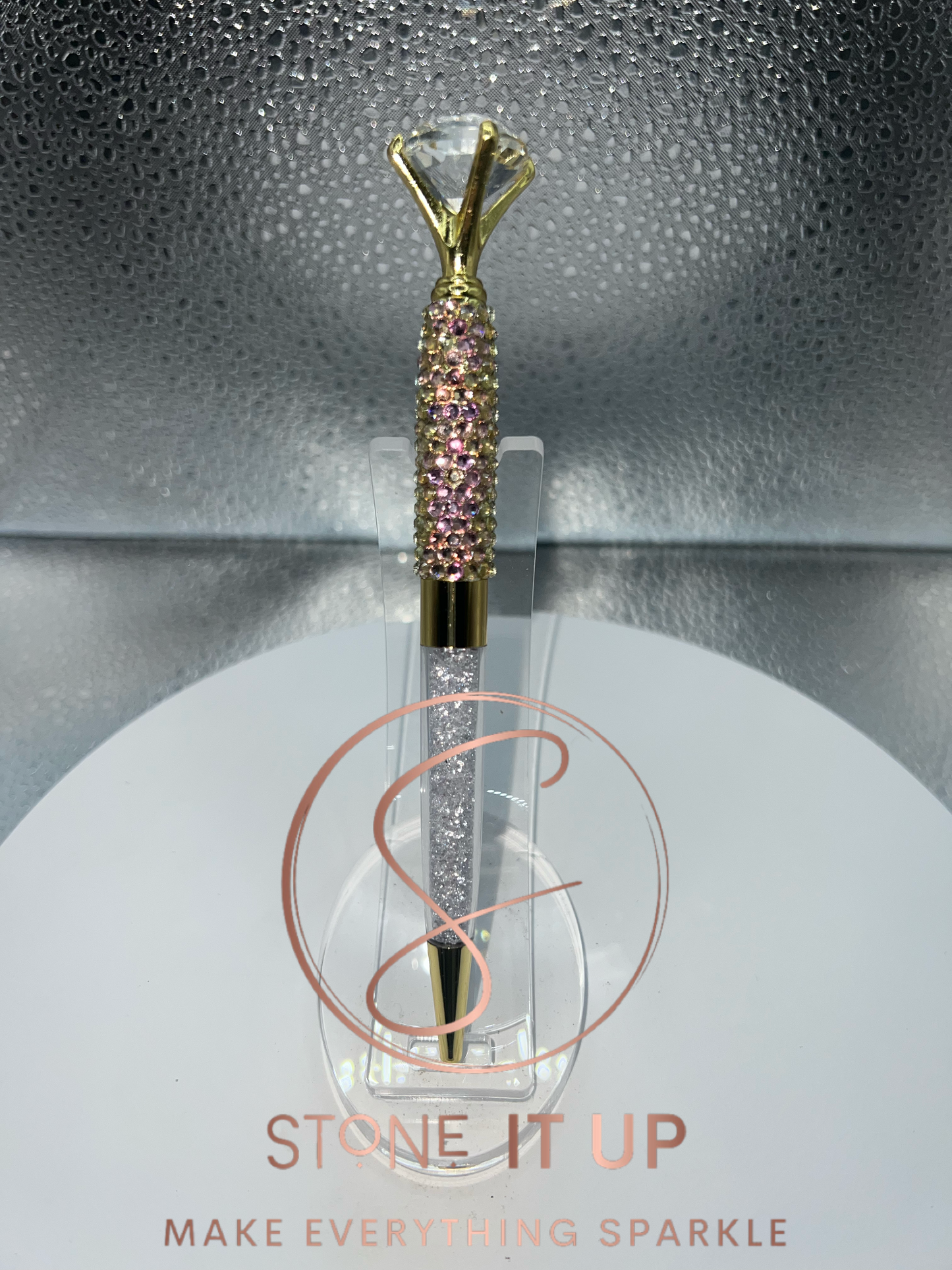 Mirage Champagne in Gold Blinged Out Diamond Top Pen