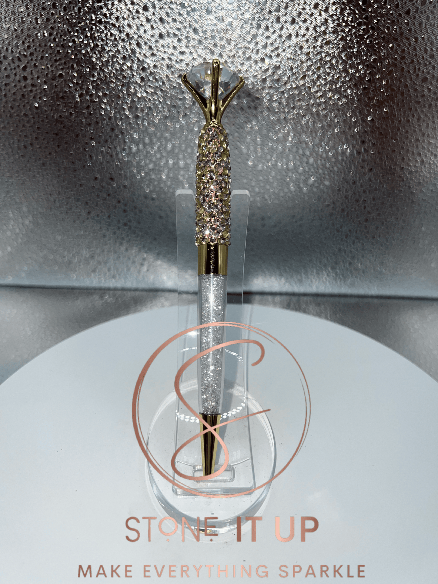 Sunlight Blinged Out Diamond Top Pen with Clear Crystals