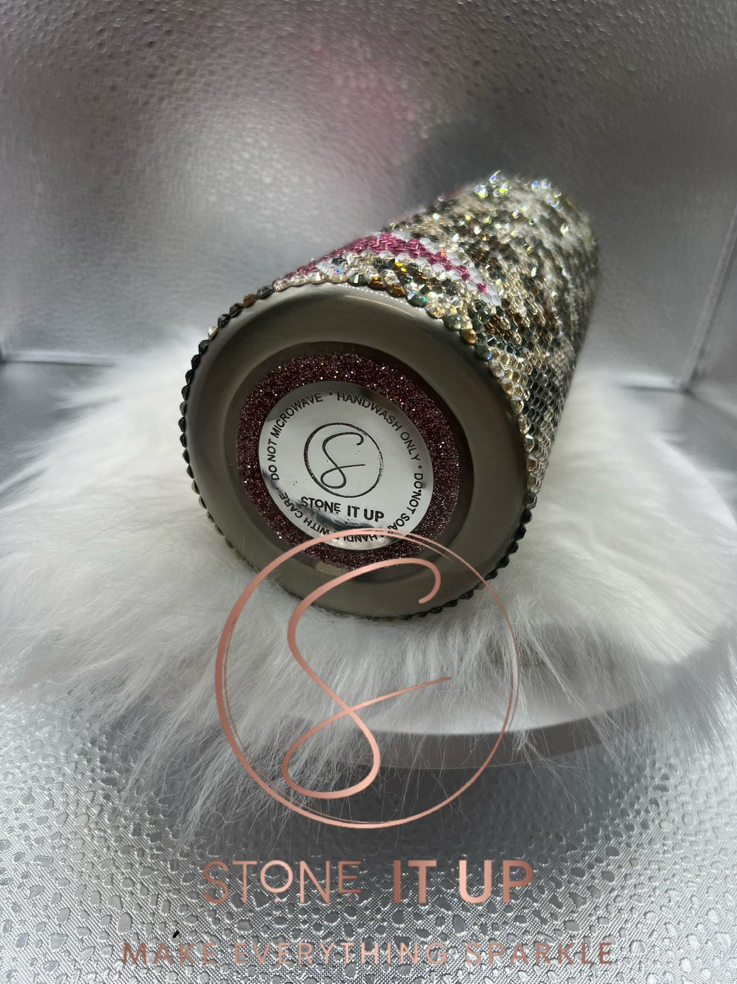 20oz Cheetah Breast Cancer Ribbon Blinged Out Tumbler