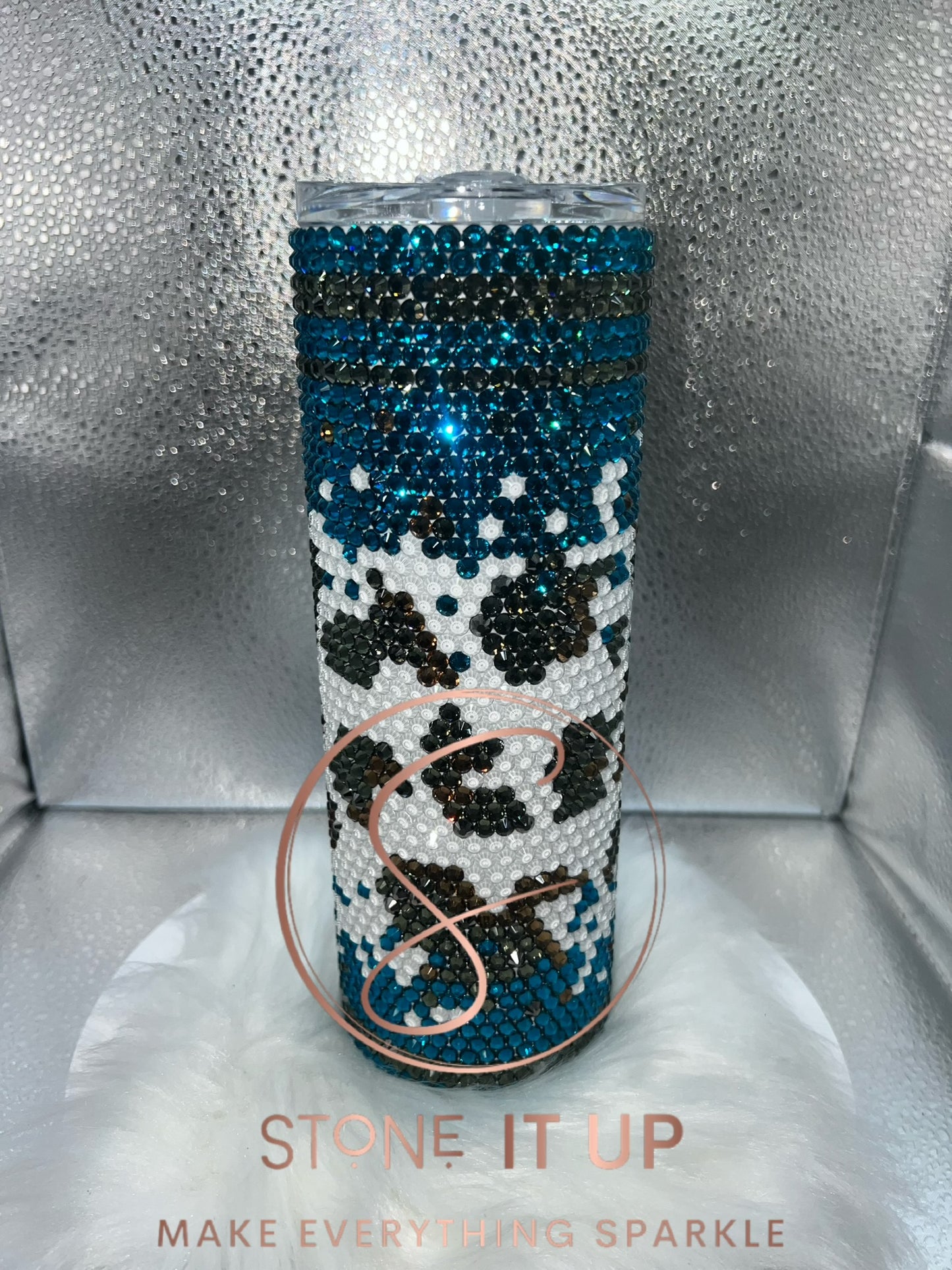 20oz Western Cowprint Blinged Out Tumbler