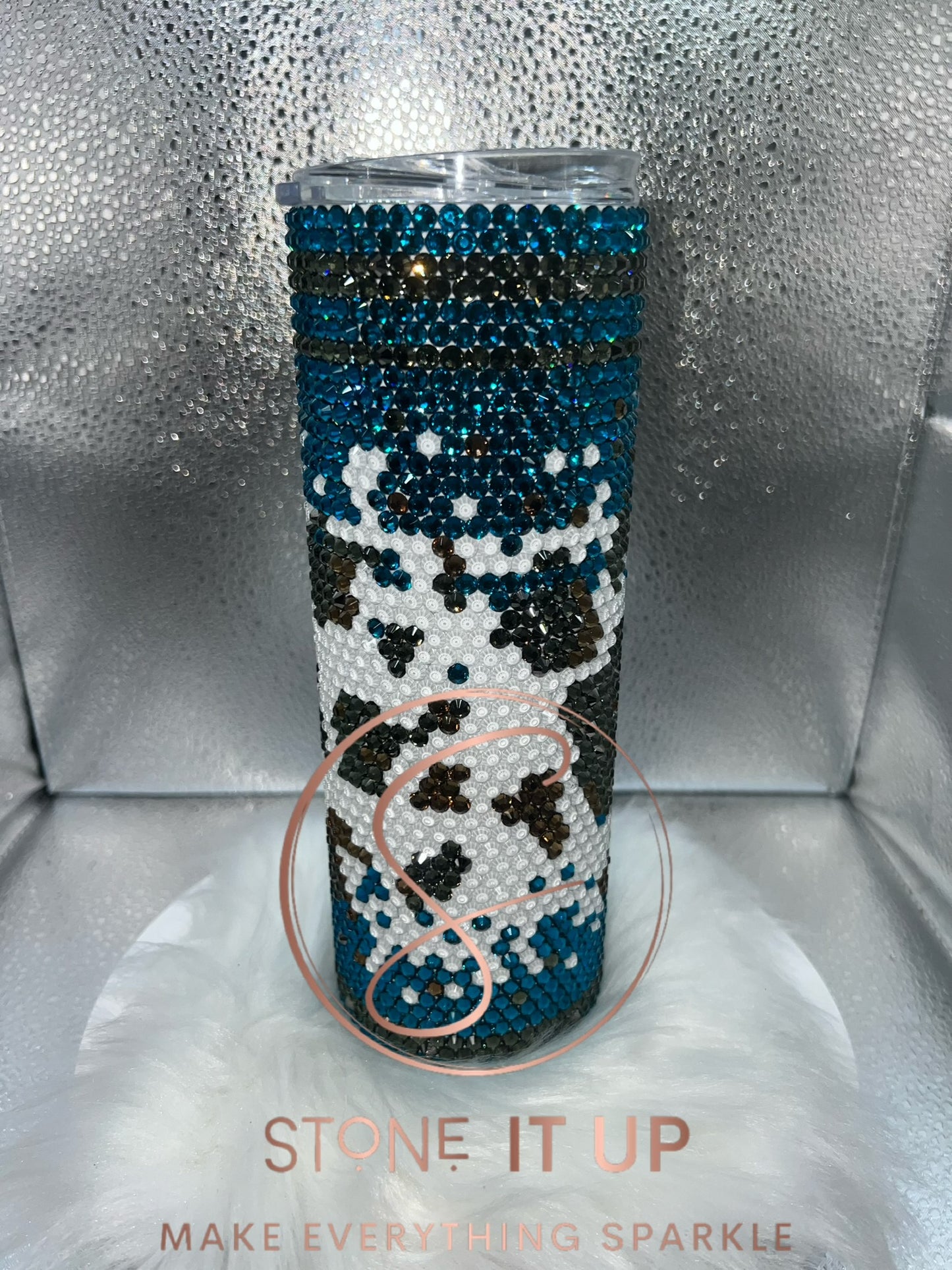 20oz Western Cowprint Blinged Out Tumbler