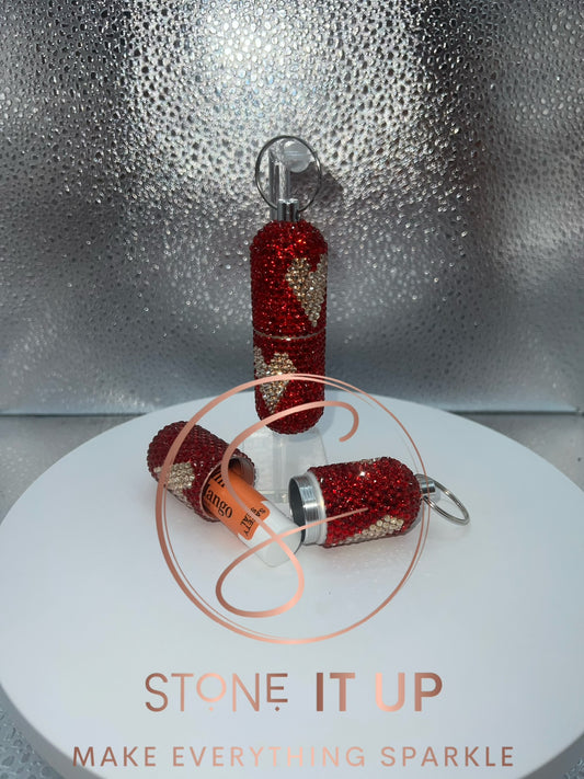 Gold Hearts Valentine Chapstick Holder