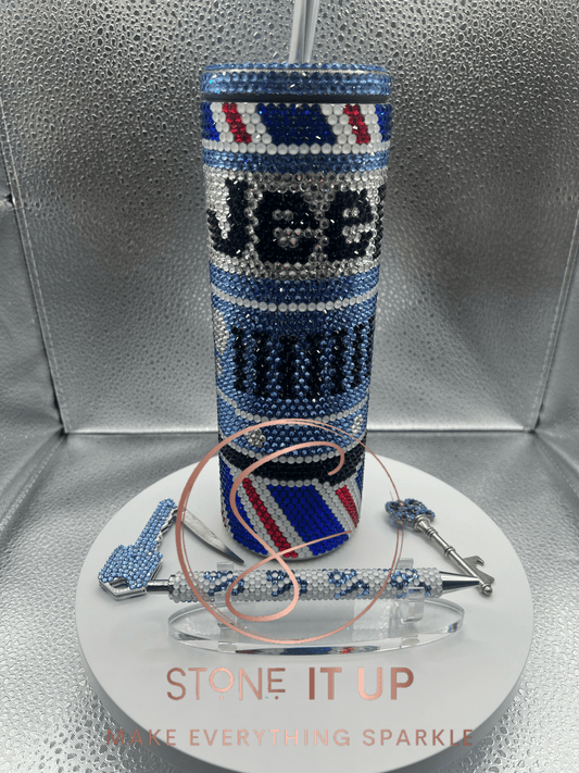 20oz Patriotic 4x4 Themed Blinged Out Tumbler with Extras