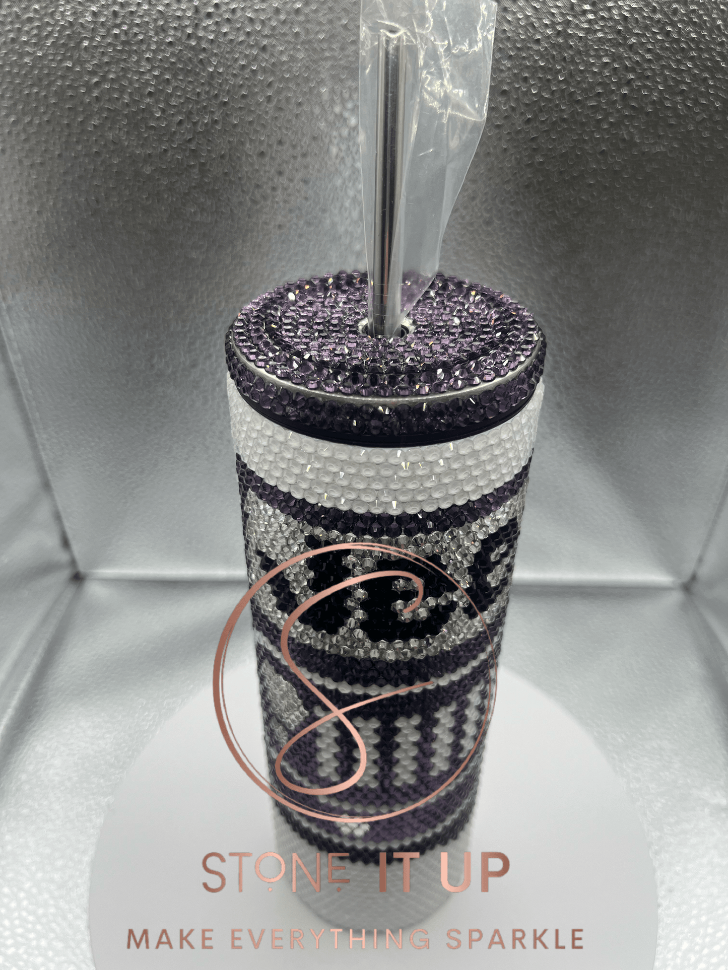 20oz Dark Purple 4x4 Blinged Out Tumbler with Extras