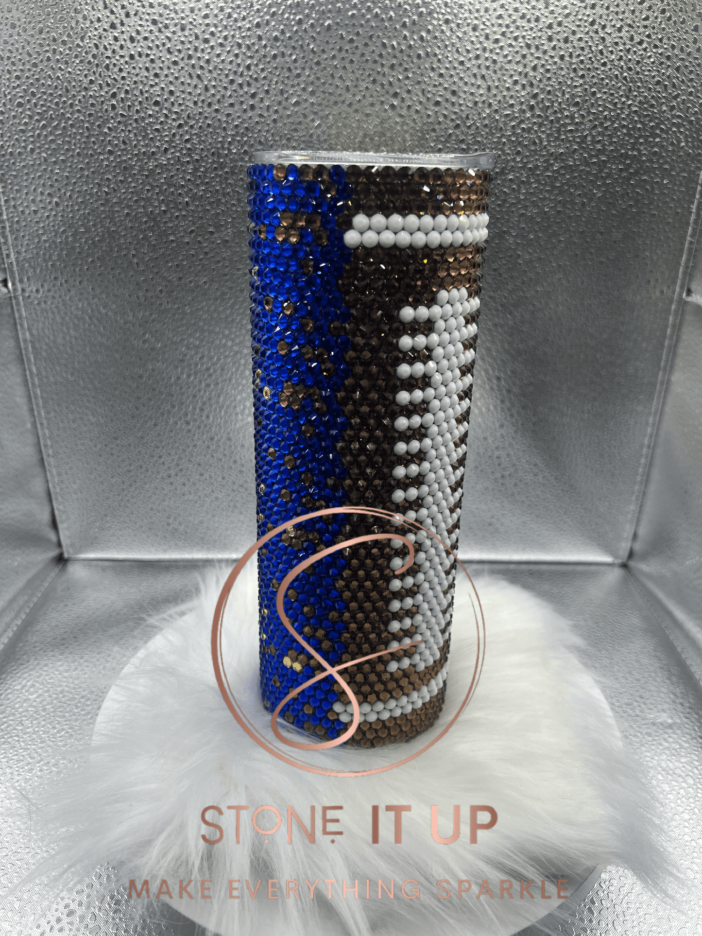 20oz Go Blue! Blinged Out Tumbler with Gel Pen and Retro Keychain