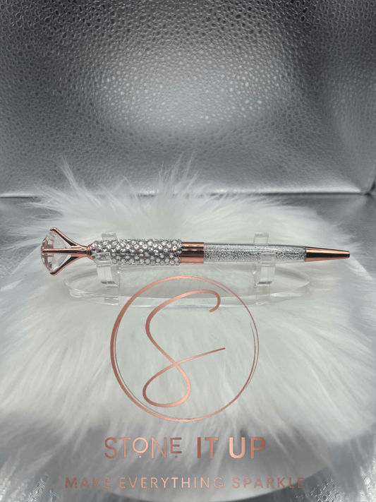 Crystal Blinged Out Diamond Top Pen in Rose Gold