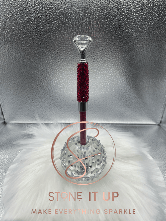 Siam Red Blinged Out Diamond Top Pen with Siam Crystals