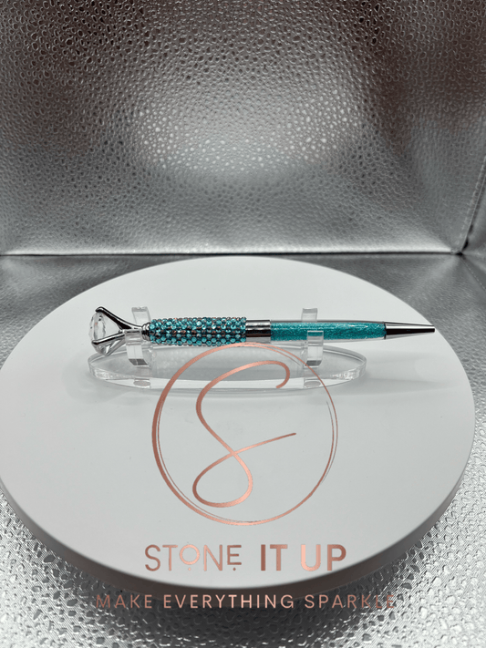 Mirage Aqua Diamond Top Blinged Out Pen