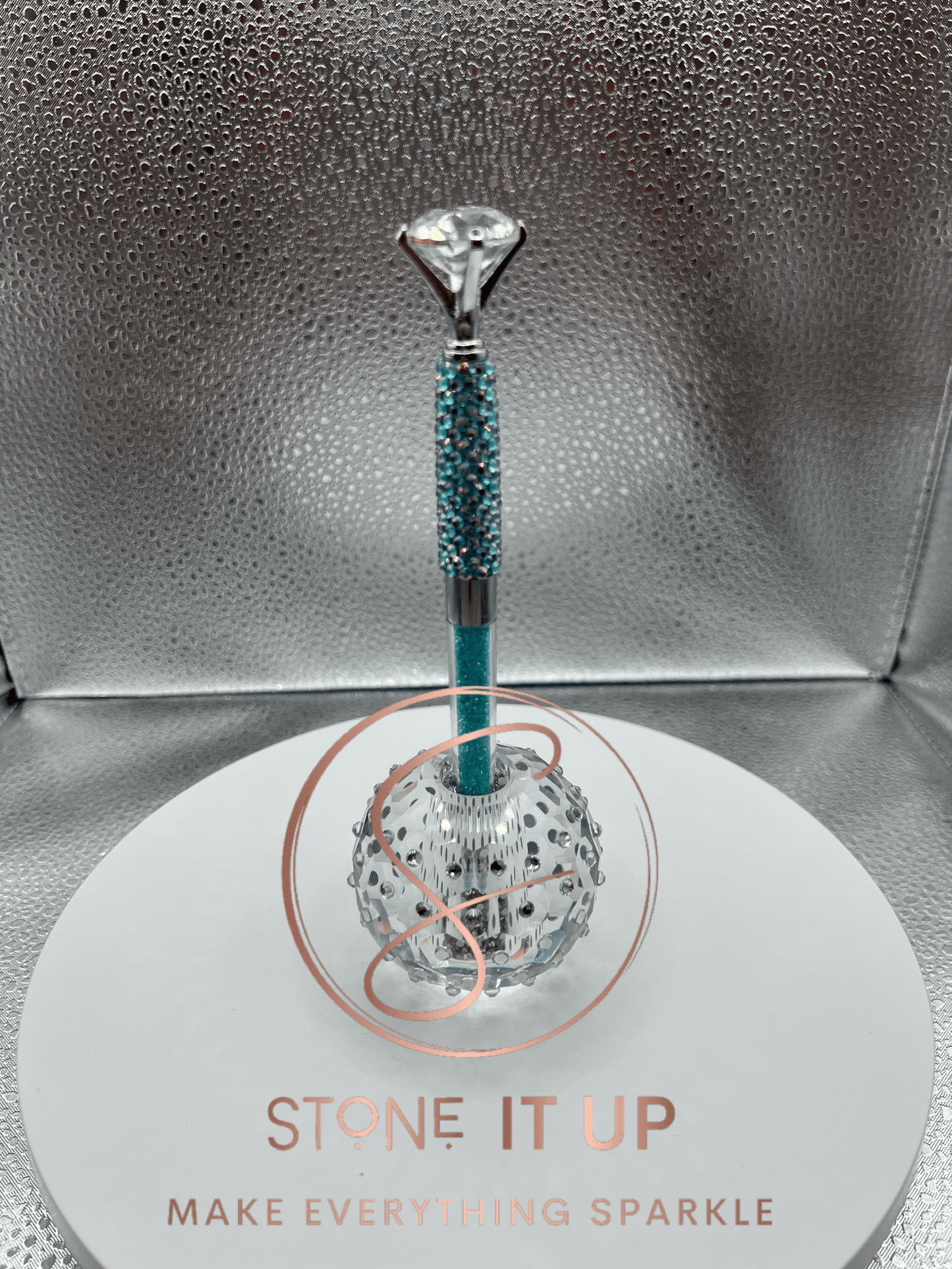 Mirage Aqua Diamond Top Blinged Out Pen