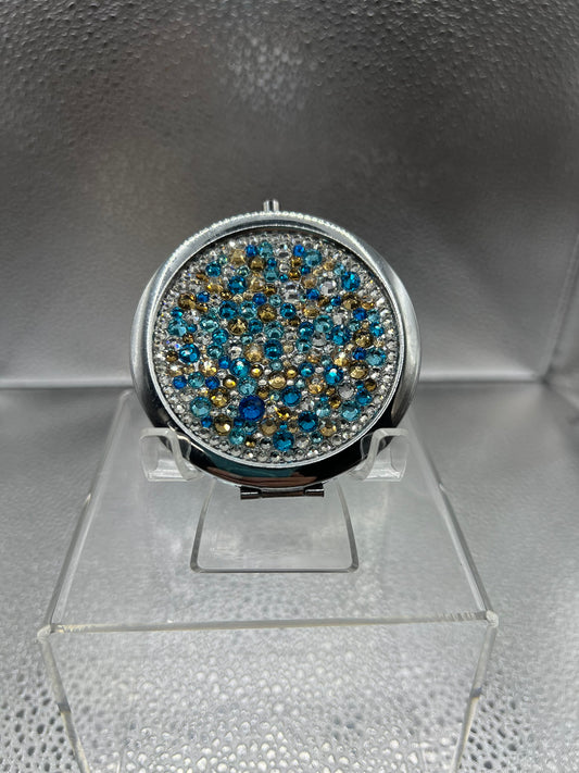 Seaside Sandy Blinged Out Round Shaped Compact Mirror
