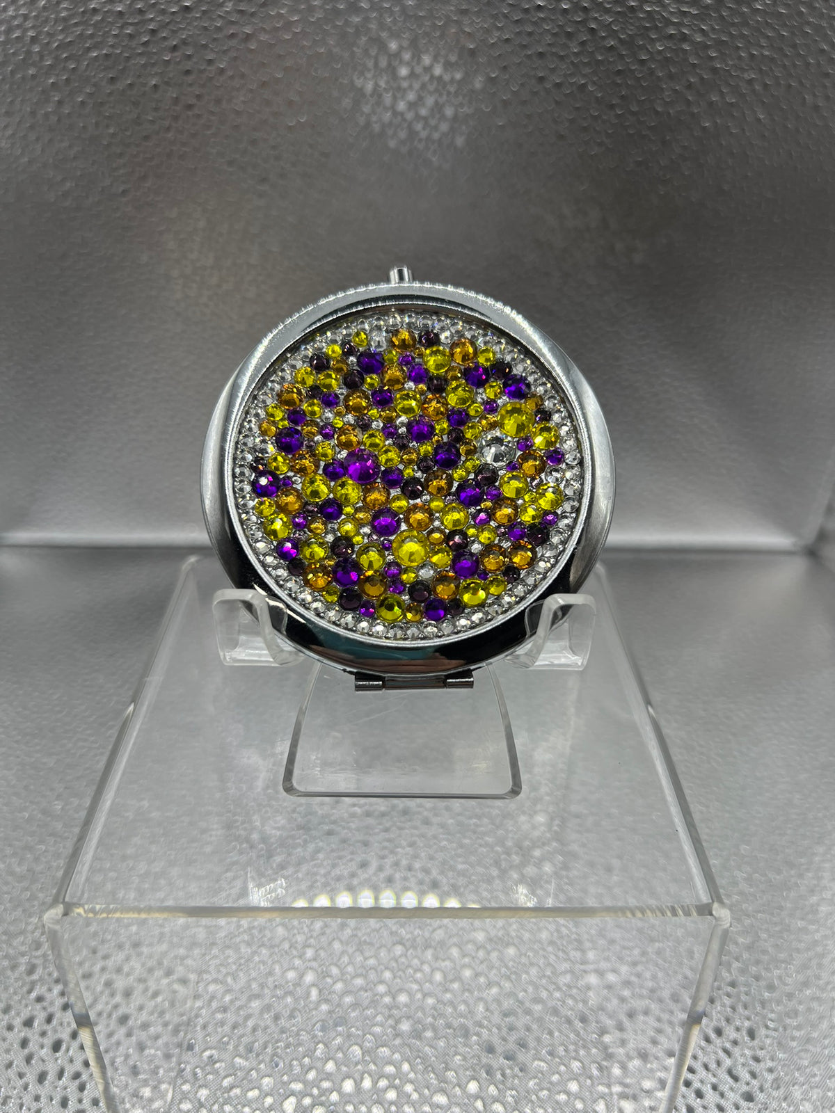 Lucky Lakelyn Blinged Out Round Shaped Compact Mirror