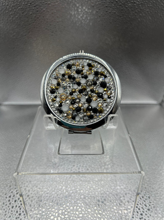 Poppin' Bottles Blinged Out Round Shaped Compact Mirror