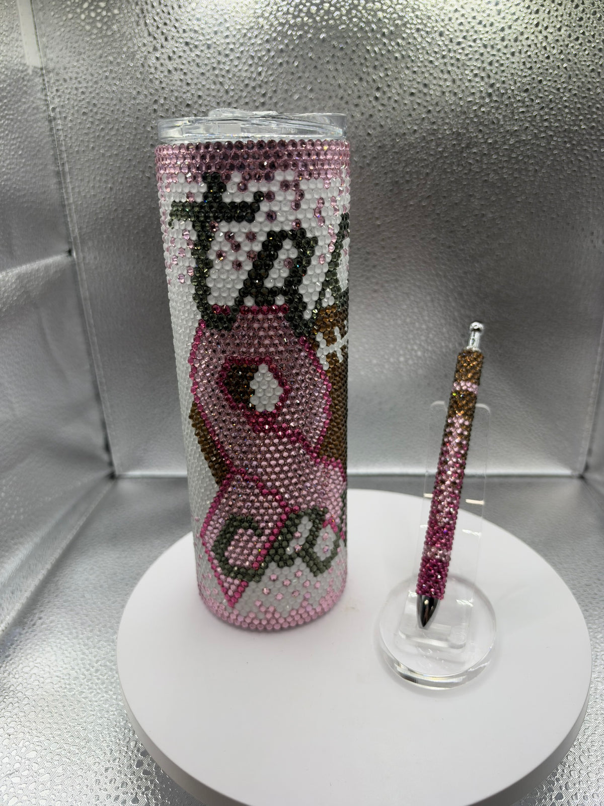20oz Tackle Cancer Blinged Out Tumbler
