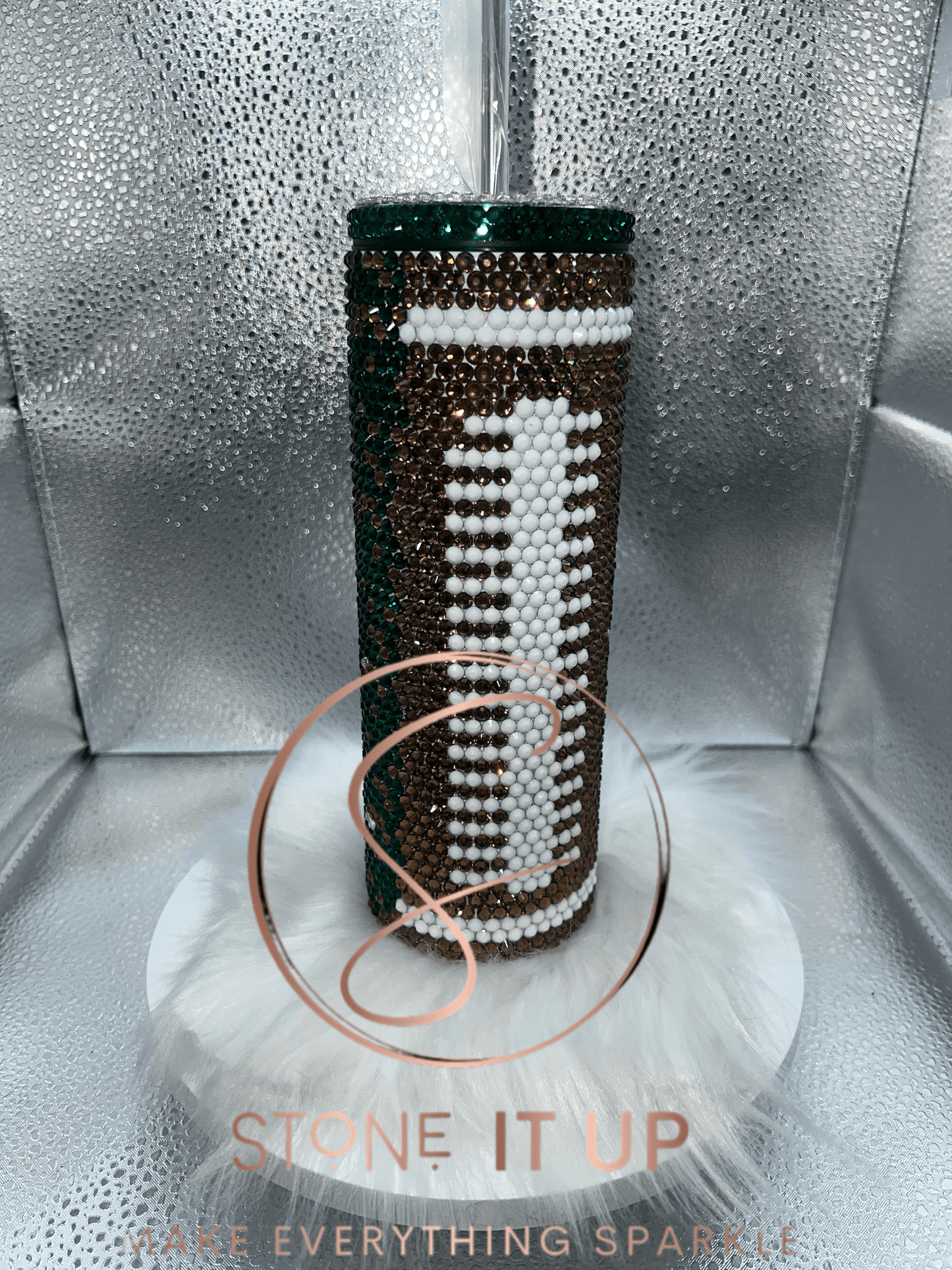 20oz Go Green! Blinged Out Tumbler with Gel Pen and Retro Keychain