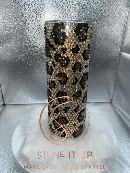 20oz Leopard Print Blinged Out Tumbler