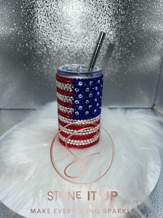 Patriotic American Flag 3oz Mini Hogg Tumbler (Shotglass Size)