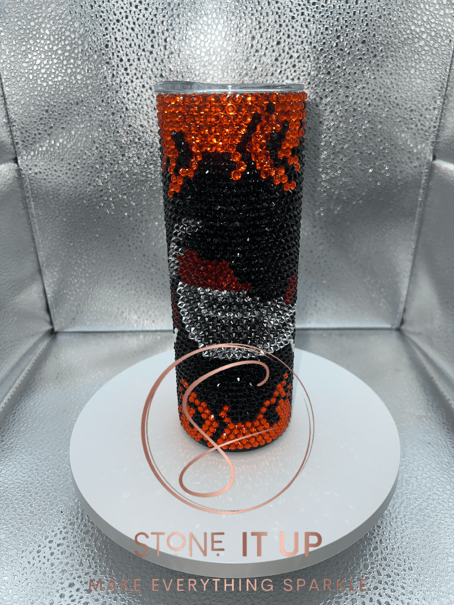 20oz Motorcycle in Flames Blinged Out Tumbler