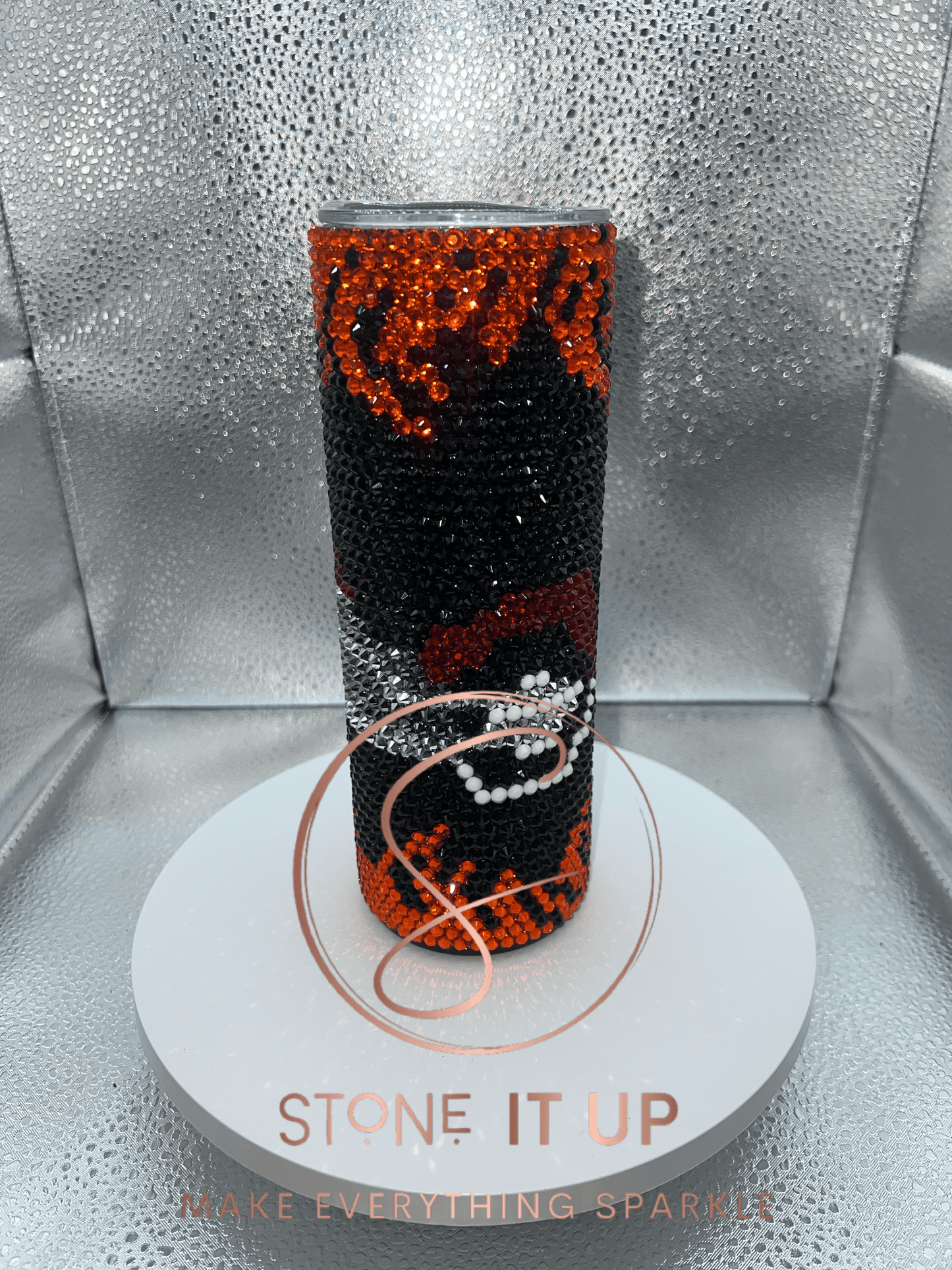 20oz Motorcycle in Flames Blinged Out Tumbler