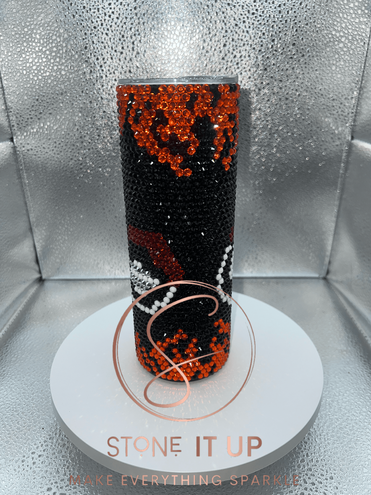 20oz Motorcycle in Flames Blinged Out Tumbler