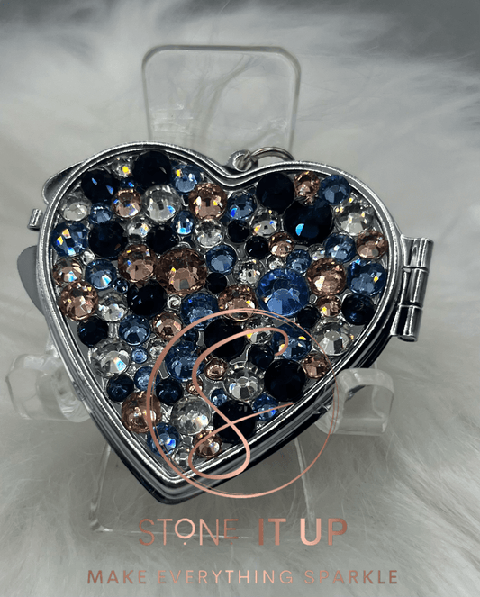 Boho Dreams Blinged Out Compact Heart Mirror Keychain