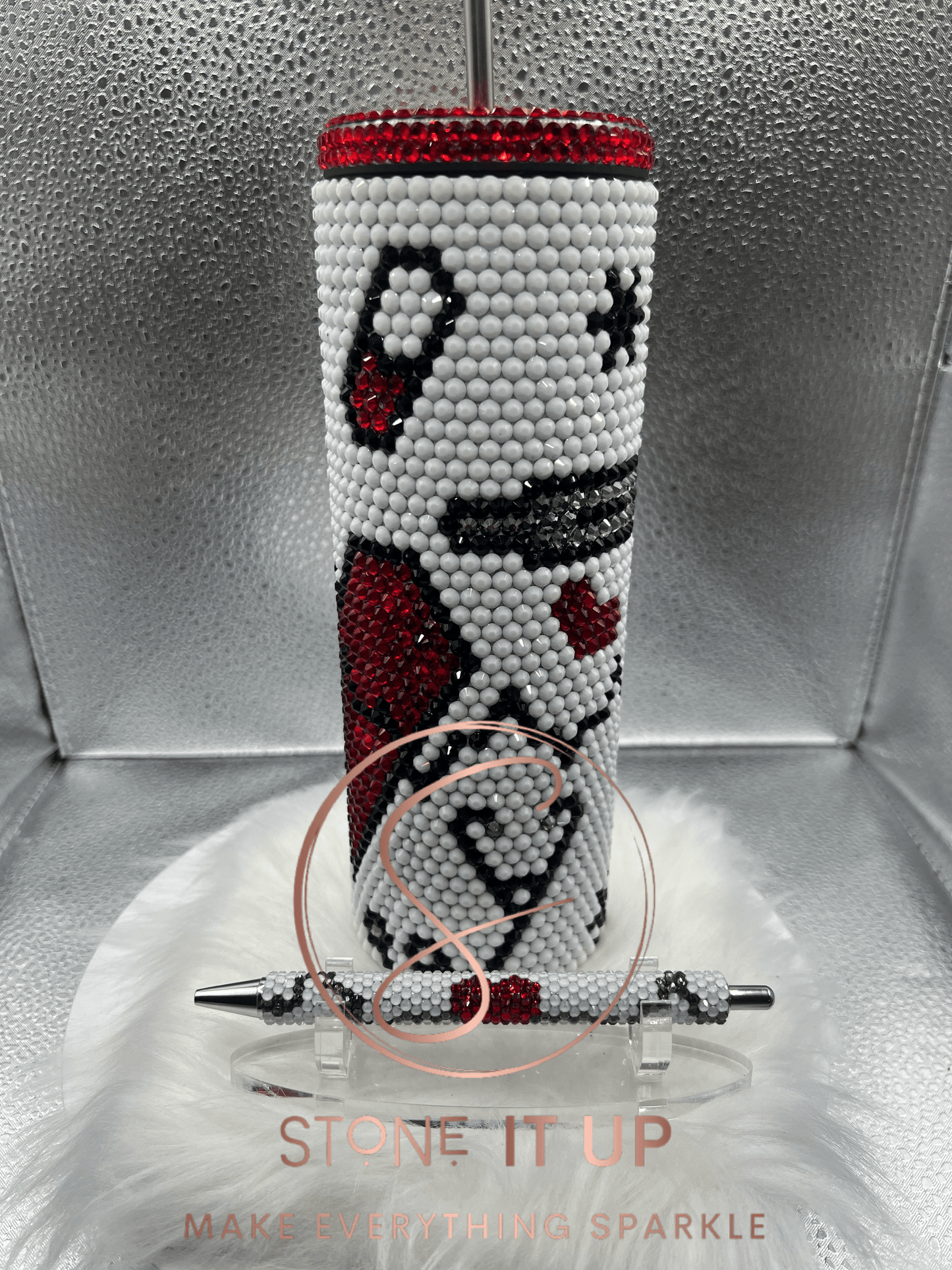 20oz Heartbeat Blinged Out Tumbler with Gel Pen