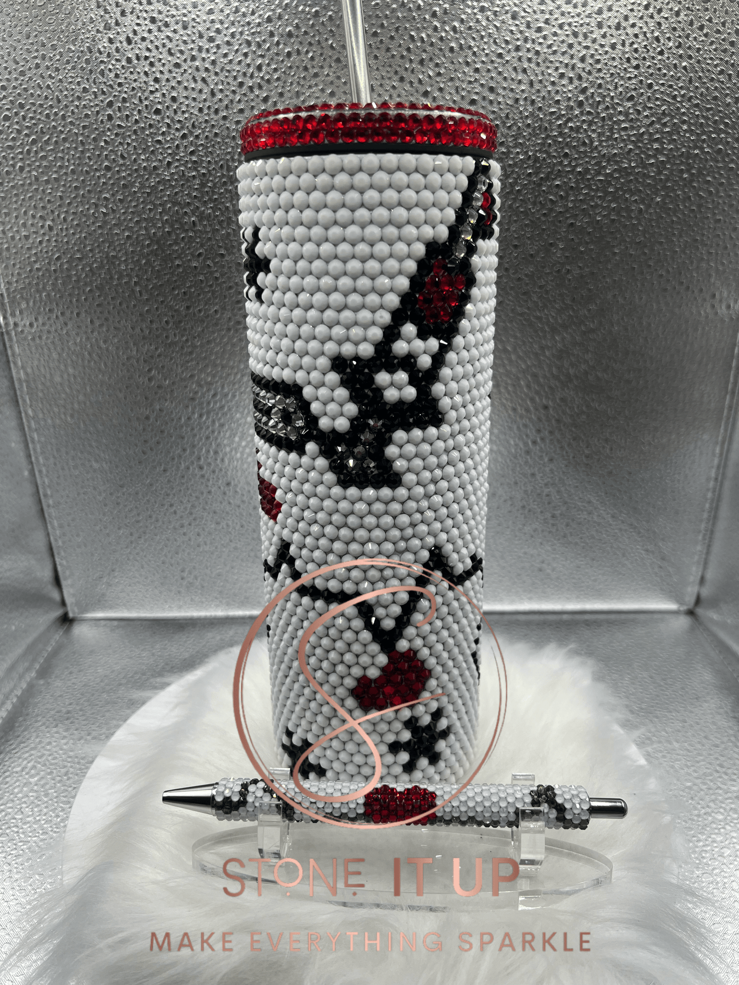 20oz Heartbeat Blinged Out Tumbler with Gel Pen