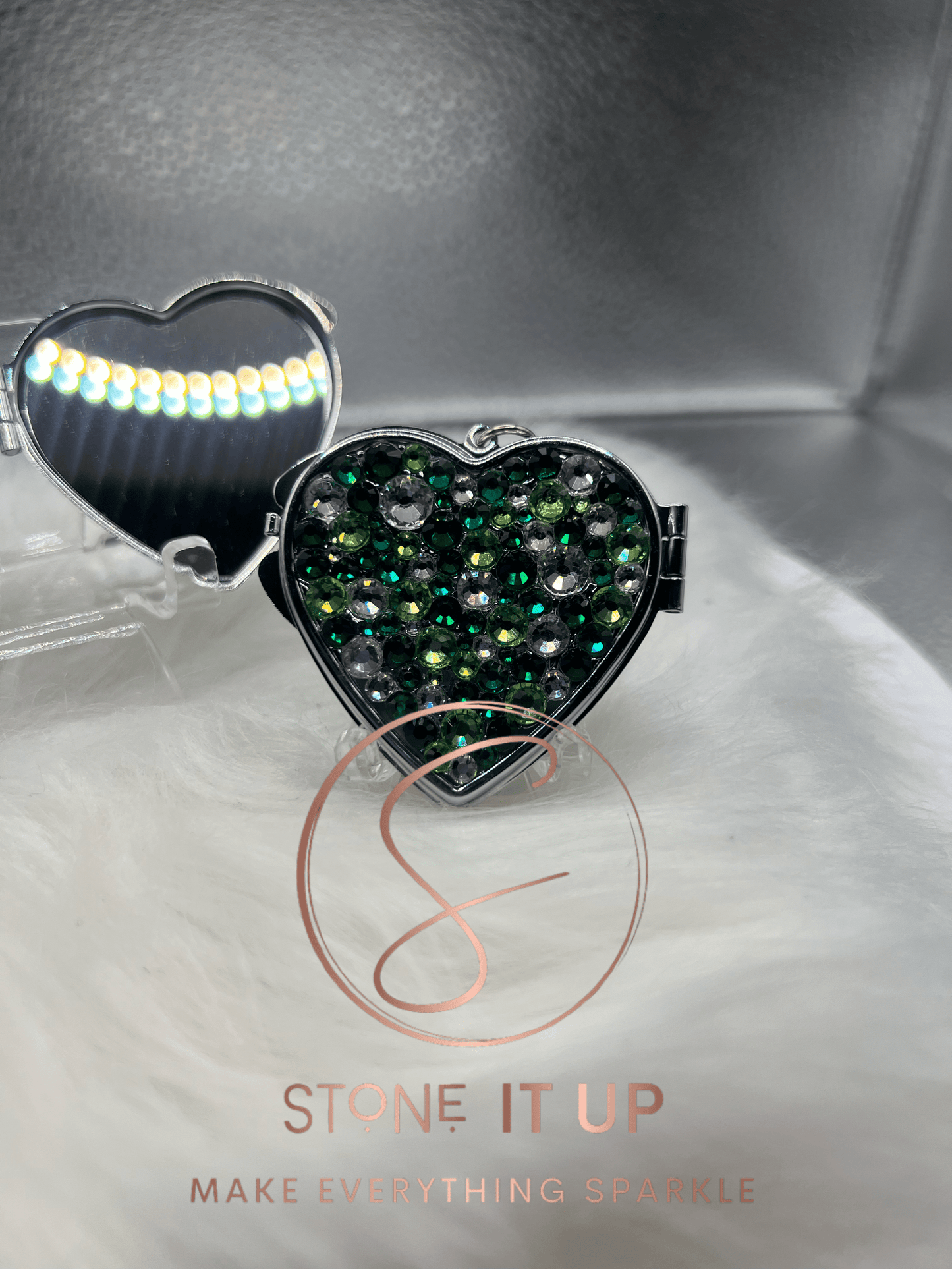 Keeping Up with Kelly Blinged Out Compact Heart Mirror Keychain