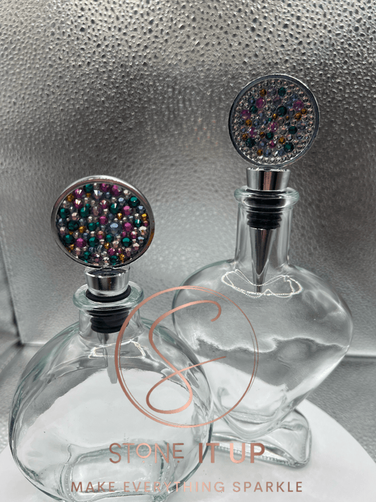 Blinged out Genevieve's Garden Round Wine Bottle Stopper