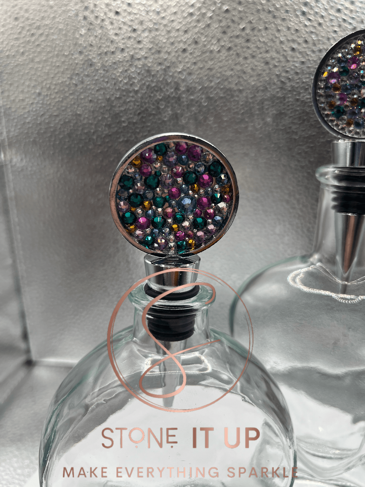 Blinged out Genevieve's Garden Round Wine Bottle Stopper