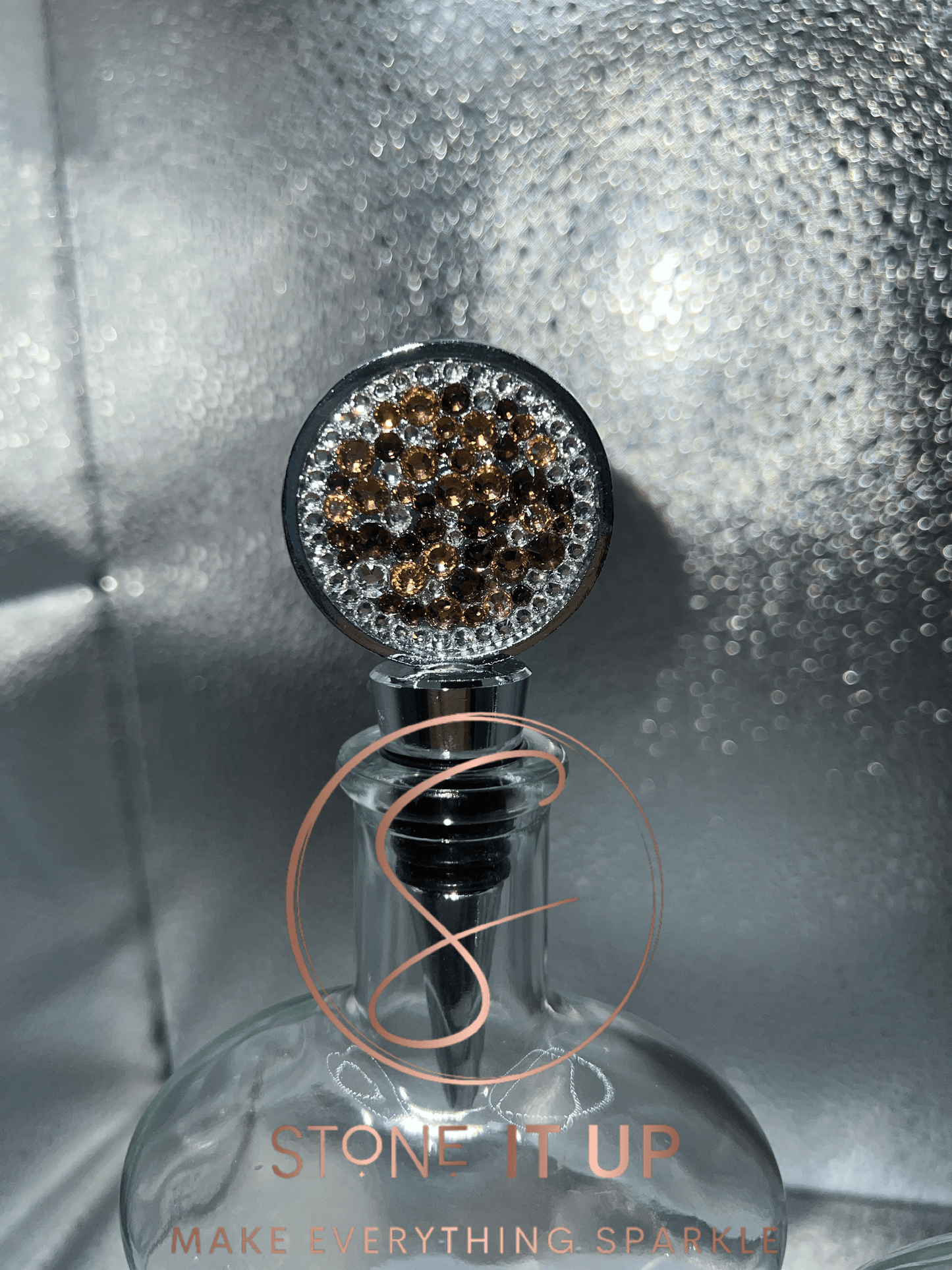 Blinged out All Natural Amelia Round Wine Bottle Stopper