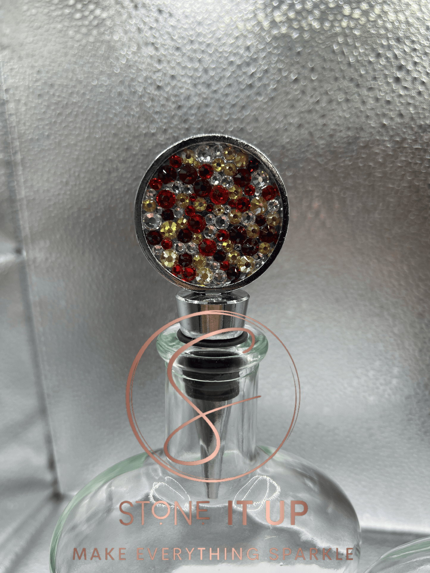 Blinged out Hot Apple Cider Round Wine Bottle Stopper