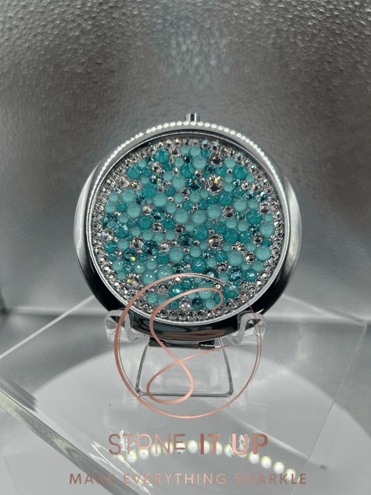 True Love Tiffany Blinged Out Round Shaped Compact Mirror